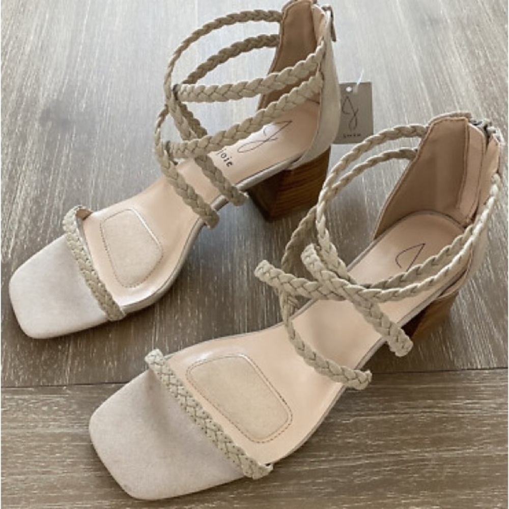 JOIE Braided Felina Strappy Zip Back Heel Sandals
